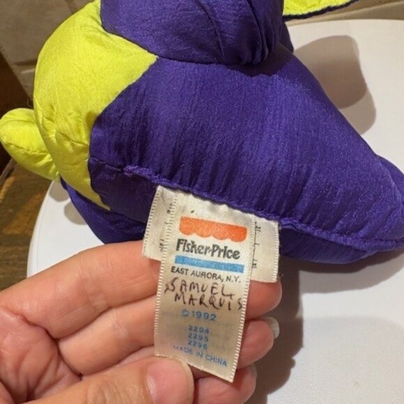 Vintage 1992 Puffalump Dinosaur Purple Fisher Price Plush PTERODACTYL Roars - Picture 10 of 10